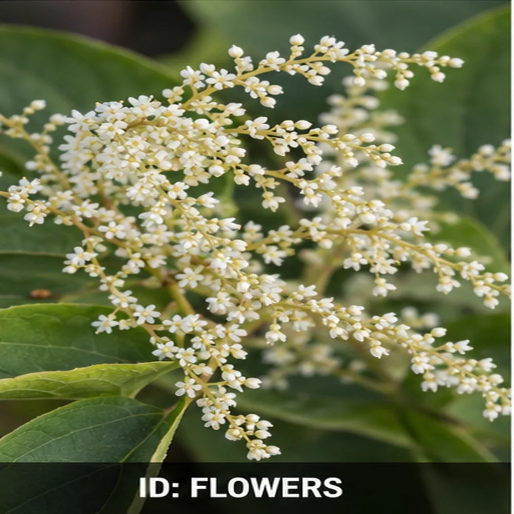 Creamy-white knotweed flower sprays in late summer