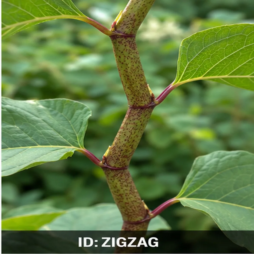 Knotweed stem showing zig-zag growth pattern
