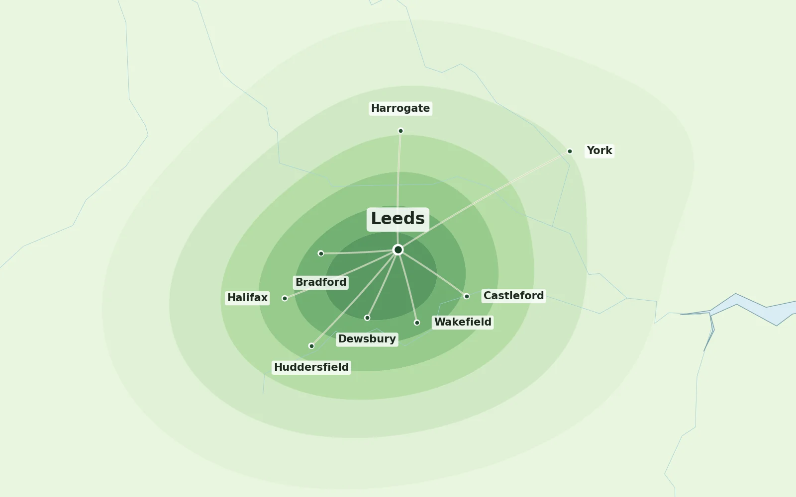 Map of Leeds and nearby areas we cover for Japanese knotweed removal